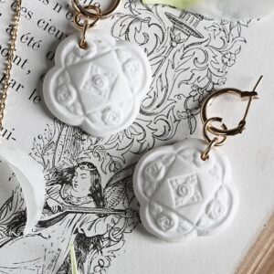 Collier - Boucles d'oreilles - Rosa Bianca - Talisman blanc – Image 3