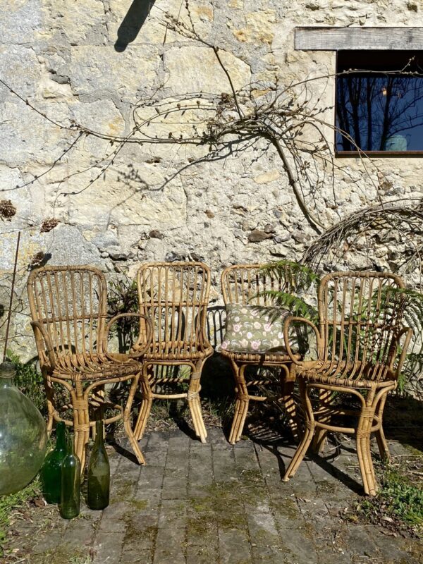 Lot de 4 chaises en rotin