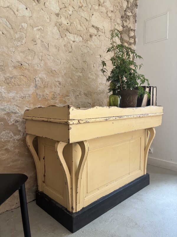 Bureau caisse patiné jaune – Image 8