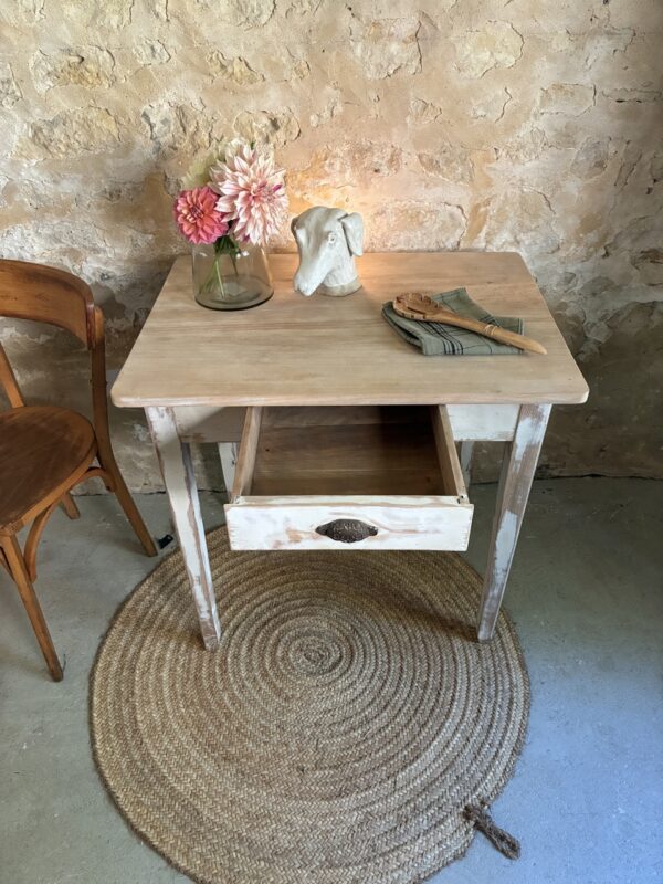 Table / bureau patiné blanc – Image 5