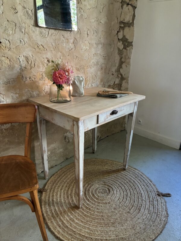 Table / bureau patiné blanc – Image 2