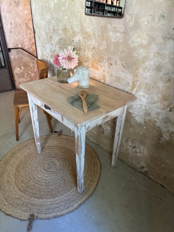 Table / bureau patiné blanc – Image 3