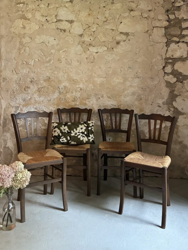 Lot de 4 chaises paillées