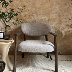 Fauteuil tissu et chêne foncé