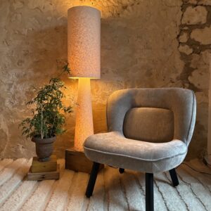 Fauteuil sable tissu chenille