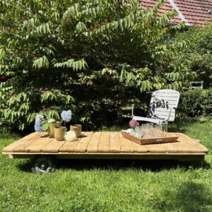 Table basse chariot ancien
