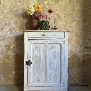 Buffet patiné blanc plateau brut