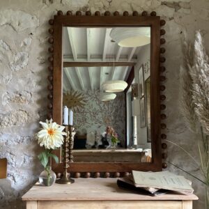 Miroir boules bois exotique
